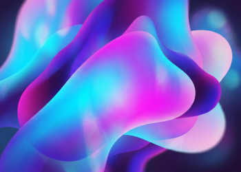 美股費半重挫5% 台股劇烈修正:非熊市,如何應對? 13 Abstract fluid shapes in blue, pink, and purple tones blending